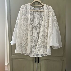 BEYOND VINTAGE BOHO LACE KIMONO TOP SZ M/L
